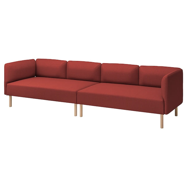 LILLEHEM - 4-seater sectional sofa, Gunnared/brown-red wood