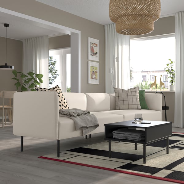 LILLEHEM 4-seat modular sofa, Vissle/beige metal, 296x73x76 cm