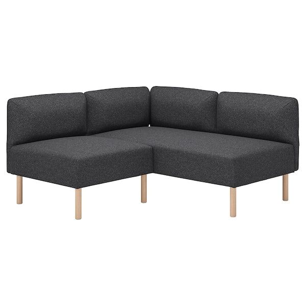 LILLEHEM - 2 seater sectional corner sofa, Gunnared dark grey/wood