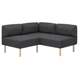 LILLEHEM modular corner sofa, 2-seat, Gunnared dark grey/wood, 148x73x76 cm