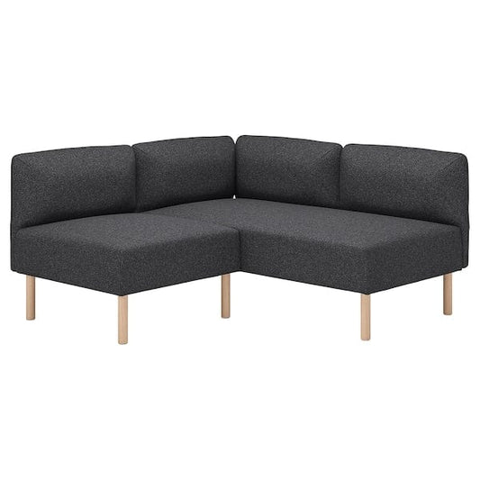 Ikea LILLEHEM - 2 seater sectional corner sofa, Gunnared dark grey/wood