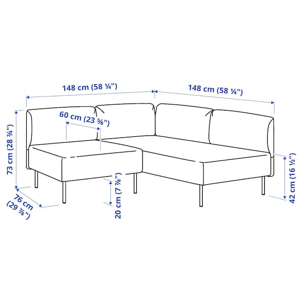 LILLEHEM - 2 seater sectional corner sofa, Gunnared dark grey/wood