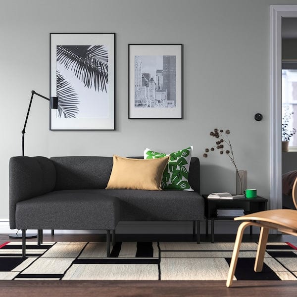 Ikea LILLEHEM - 2-seater sectional corner sofa, Gunnared dark gray/metal