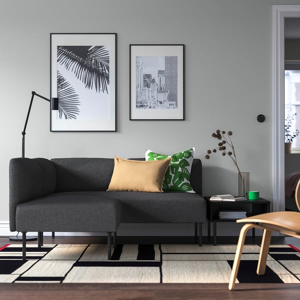 LILLEHEM modular corner sofa, 2-seat, Gunnared dark grey/metal, 148x73x76 cm