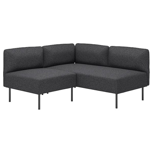 LILLEHEM - 2-seater sectional corner sofa, Gunnared dark gray/metal