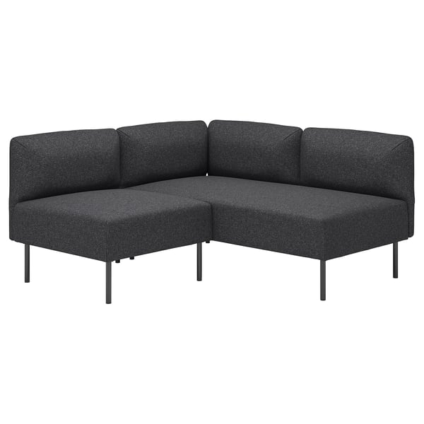 LILLEHEM modular corner sofa, 2-seat, Gunnared dark grey/metal, 148x73x76 cm