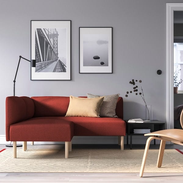 Ikea LILLEHEM - 2 seater sectional corner sofa, Gunnared/brown-red wood