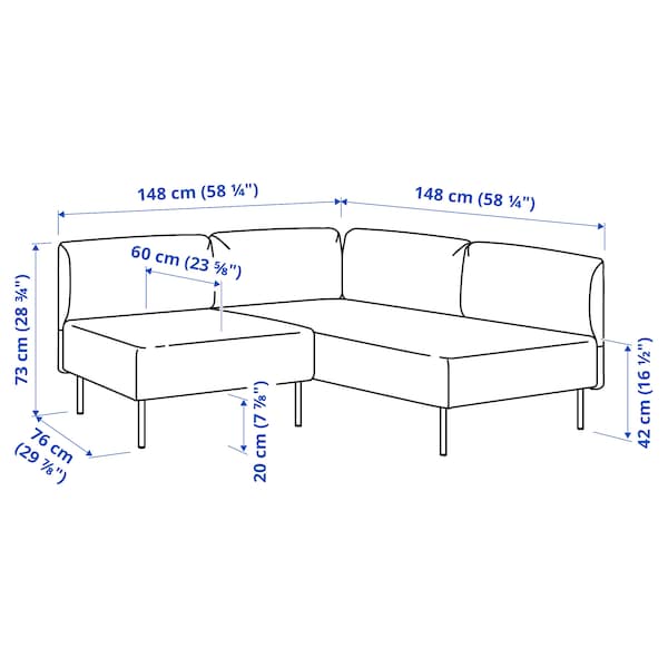 Ikea LILLEHEM - 2 seater sectional corner sofa, Gunnared/brown-red wood