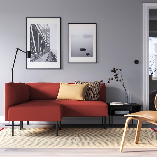 LILLEHEM modular corner sofa, 2-seat, Gunnared/brown-red metal, 148x73x76 cm