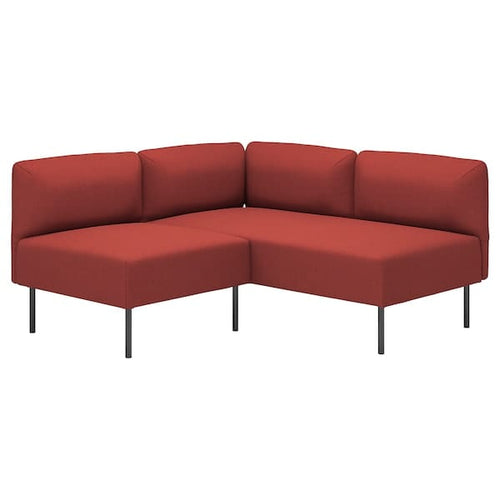 LILLEHEM - 2-seater sectional corner sofa, Gunnared/brown-red metal
