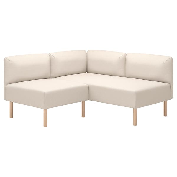 Ikea LILLEHEM - 2 seater sectional corner sofa, Vissle beige/wood