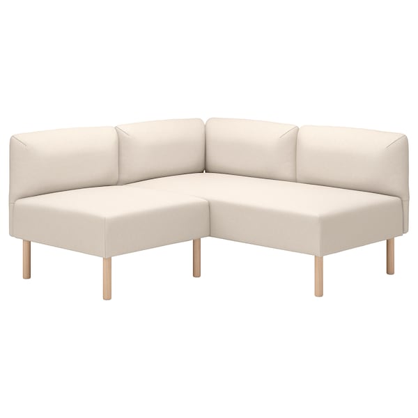 LILLEHEM - 2 seater sectional corner sofa, Vissle beige/wood