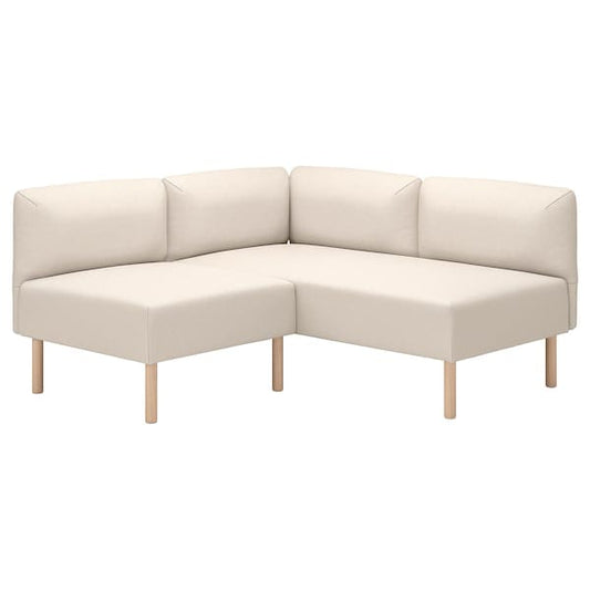 Ikea LILLEHEM - 2 seater sectional corner sofa, Vissle beige/wood