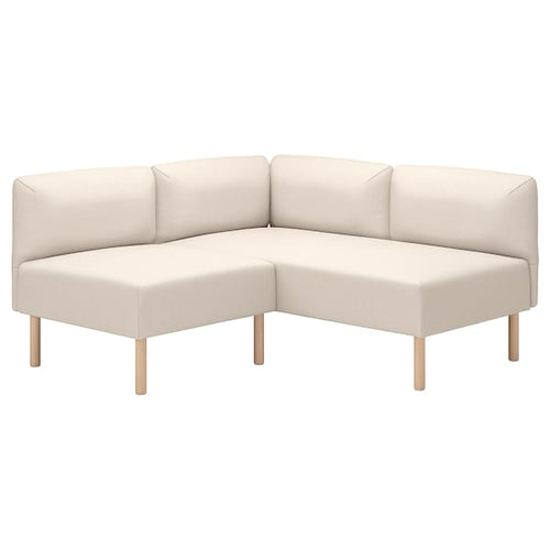 LILLEHEM - 2 seater sectional corner sofa, Vissle beige/wood