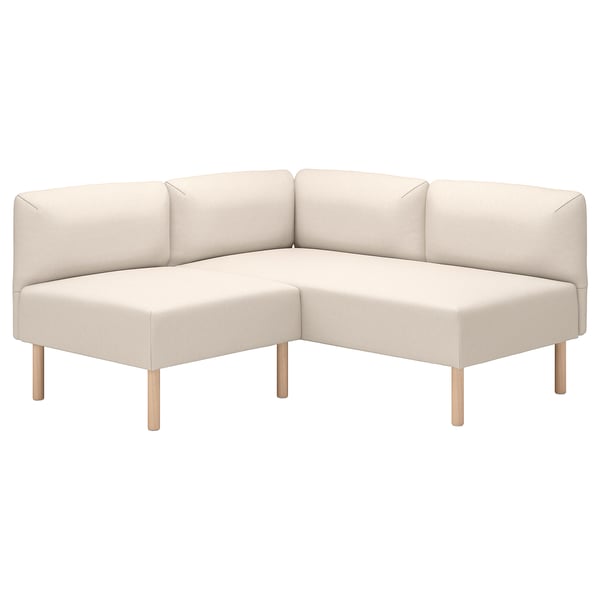LILLEHEM modular corner sofa, 2-seat, Vissle beige/wood, 148x73x76 cm