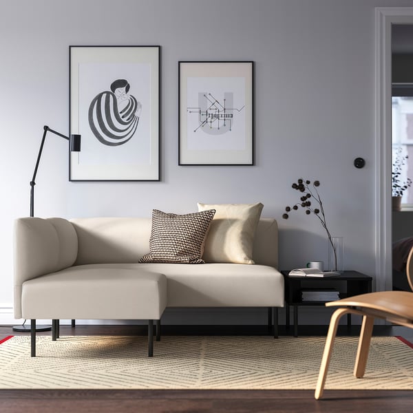 LILLEHEM modular corner sofa, 2-seat, Vissle beige/metal, 148x73x76 cm