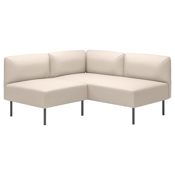 LILLEHEM modular corner sofa, 2-seat, Vissle beige/metal, 148x73x76 cm
