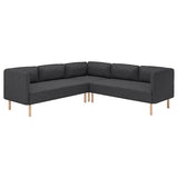 LILLEHEM modular corner sofa, 4 seat, Gunnared dark grey/wood, 224x73x76 cm