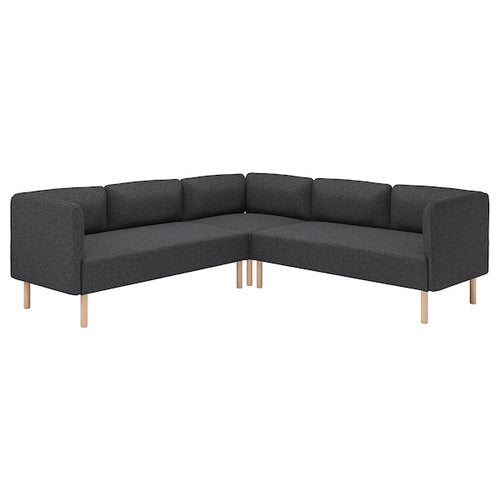 LILLEHEM - 4 seater sectional corner sofa, Gunnared dark grey/wood