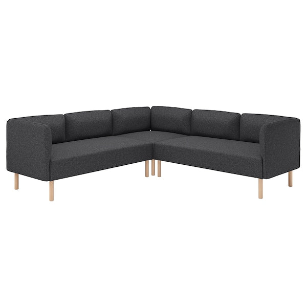 LILLEHEM - 4 seater sectional corner sofa, Gunnared dark grey/wood