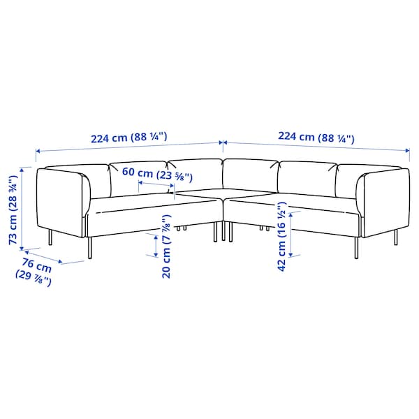 LILLEHEM - 4 seater sectional corner sofa, Gunnared dark grey/wood