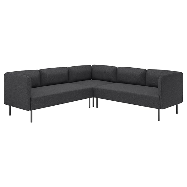 LILLEHEM modular corner sofa, 4 seat, Gunnared dark grey/metal, 224x73x76 cm