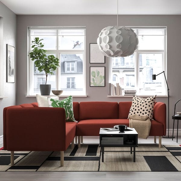 Ikea LILLEHEM - 4 seater sectional corner sofa, Gunnared/brown-red wood