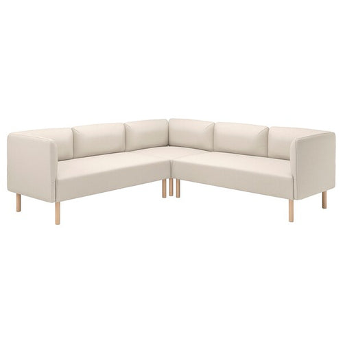 LILLEHEM - 4 seater sectional corner sofa, Vissle beige/wood