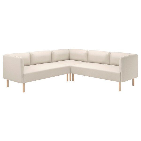 LILLEHEM - 4 seater sectional corner sofa, Vissle beige/wood