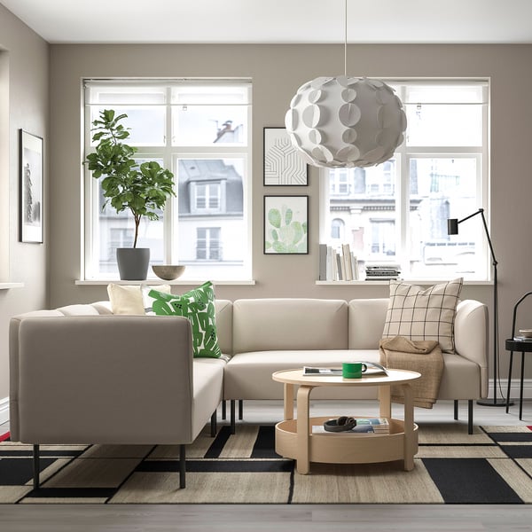 LILLEHEM - 4-seater sectional corner sofa, Vissle beige/metal