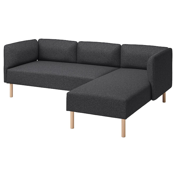 LILLEHEM - 3-seater comp sofa/chaise-longue, Gunnared/dark grey wood