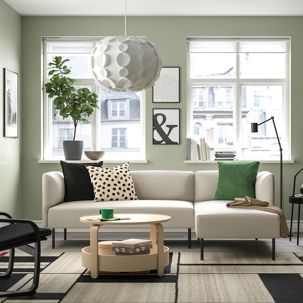 LILLEHEM 3-seat modular sofa w chaise longue, Vissle/beige metal, 224x73x76 cm