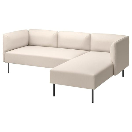 LILLEHEM - 3-seater comp sofa/chaise-longue, Vissle/beige metal