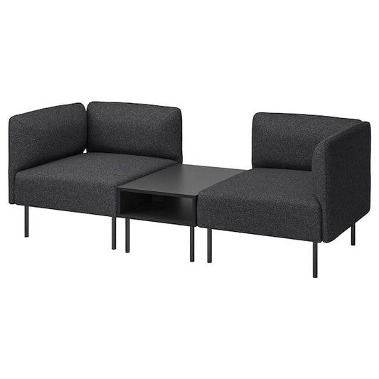 Ikea LILLEHEM - 2-seater sectional sofa/tablet, Gunnared dark gray/metal