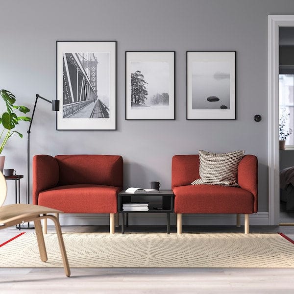 Ikea LILLEHEM - 2 seater sectional sofa/sofa, Gunnared/brown-red wood