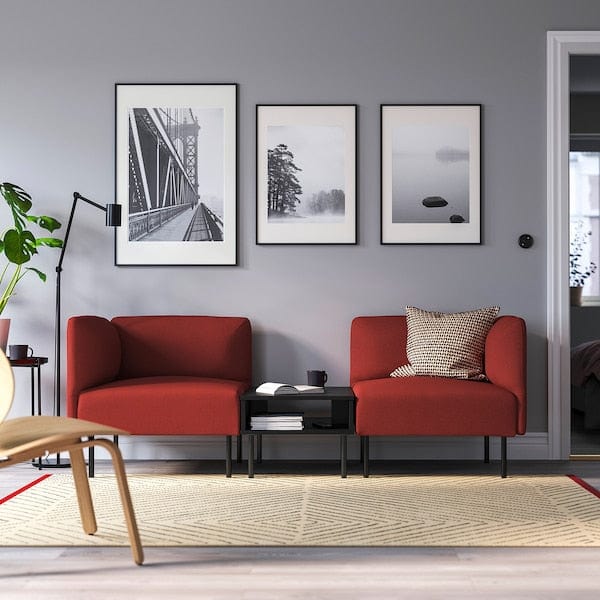 Ikea LILLEHEM - 2-seater sectional sofa/tablet, Gunnared/brown-red metal