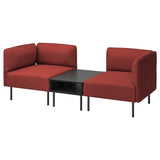 LILLEHEM 2-seat modular sofa with side table, Gunnared/brown-red metal, 202x73x76 cm
