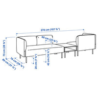 LILLEHEM - 3-seater sectional sofa/bed, Gunnared dark grey/wood