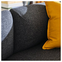 LILLEHEM - 3-seater sectional sofa/bed, Gunnared dark grey/wood
