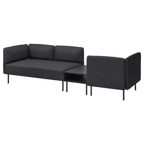 LILLEHEM - 3-seater sectional sofa/table, Gunnared dark gray/metal