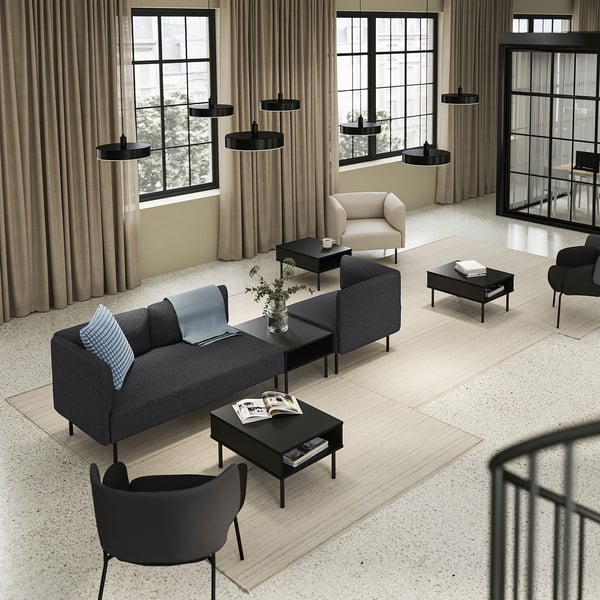 LILLEHEM - 3-seater sectional sofa/table, Gunnared dark gray/metal