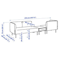 LILLEHEM - 3-seater sectional sofa/table, Gunnared brown/red/wood