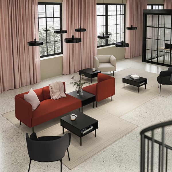 LILLEHEM 3-seat modular sofa with side table, Gunnared brown-red/metal, 274x73x80 cm