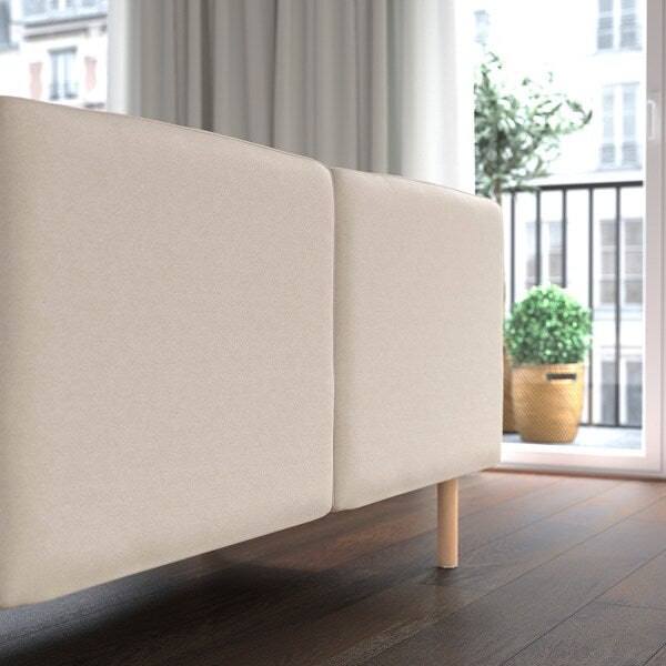 LILLEHEM - 3-seater sectional sofa/bed, Vissle beige/wood