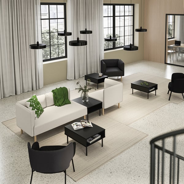LILLEHEM 3-seat modular sofa with side table, Vissle beige/wood, 274x73x80 cm