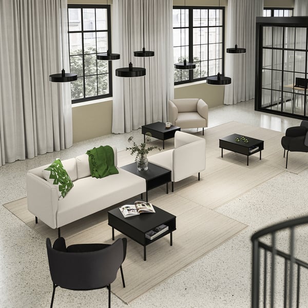 LILLEHEM 3-seat modular sofa with side table, Vissle beige/metal, 274x73x80 cm