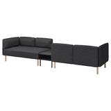 LILLEHEM 4-seat modular sofa with side table, Gunnared dark grey/wood, 346x73x80 cm