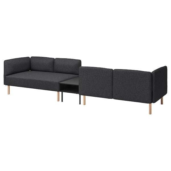 LILLEHEM - 4 seater sectional sofa/table, Gunnared dark grey/wood