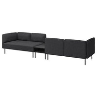 LILLEHEM 4-seat modular sofa with side table, Gunnared dark grey/metal, 346x73x80 cm