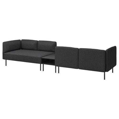 LILLEHEM - 4-seater sectional sofa/table, Gunnared dark gray/metal